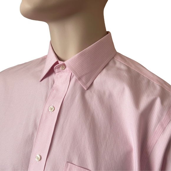 Brooks Brothers Dress Shirt Long Sleeve 100% Cotton Pale Pink White Stripe - Picture 6 of 16